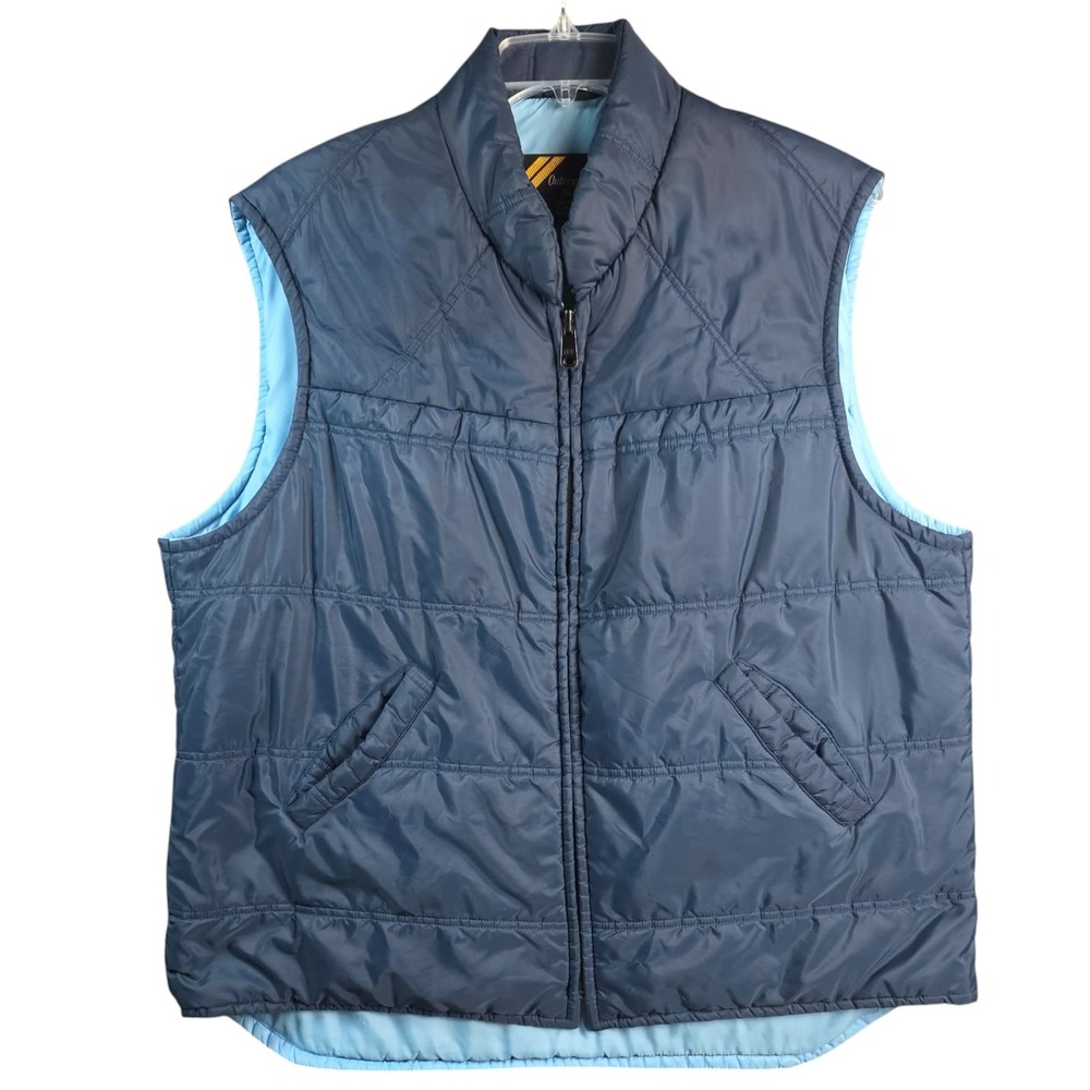 Vintage Sears Outerwear Blue Quilted Puffer Vest Mens 2XL X-Tall Full Zip 3603F